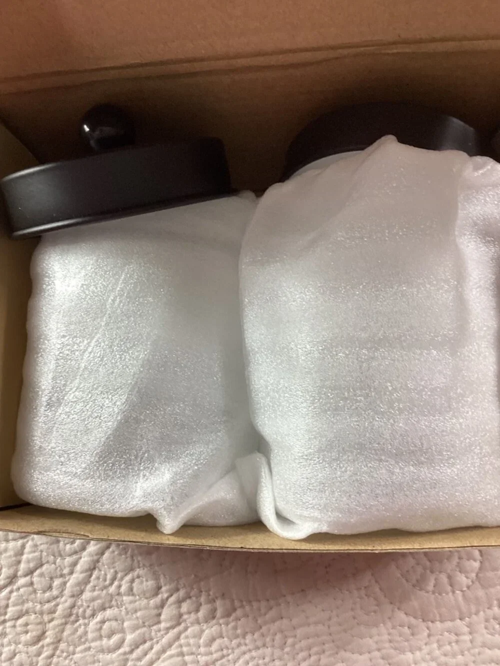Amolliar Apothecary Glass Jar Set of 2* Lids*Labels For Cotton Balls & Swabs*NIB